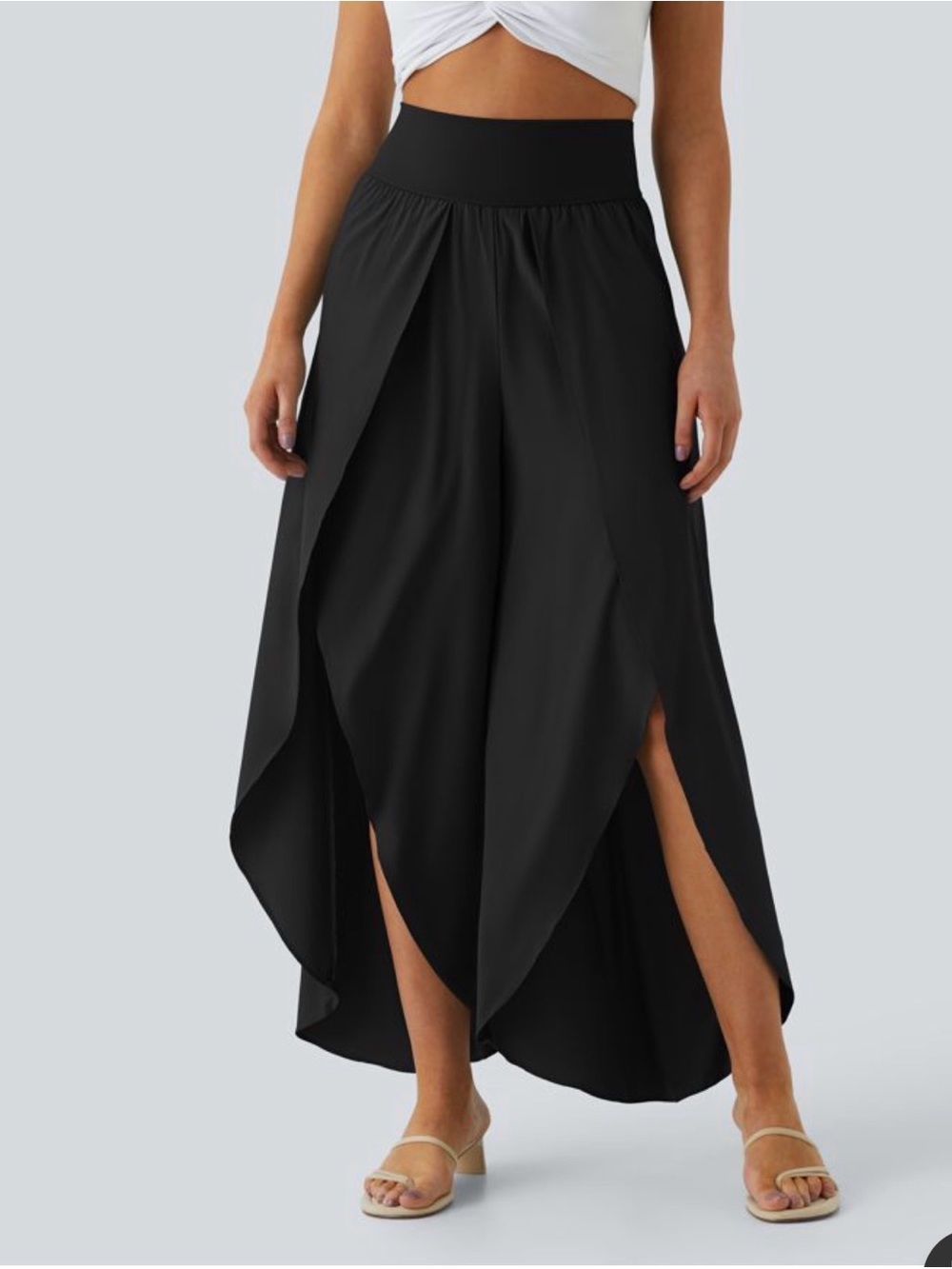 Large Palazzo Flowy Wide Leg pants lightweight Quick Dry Black